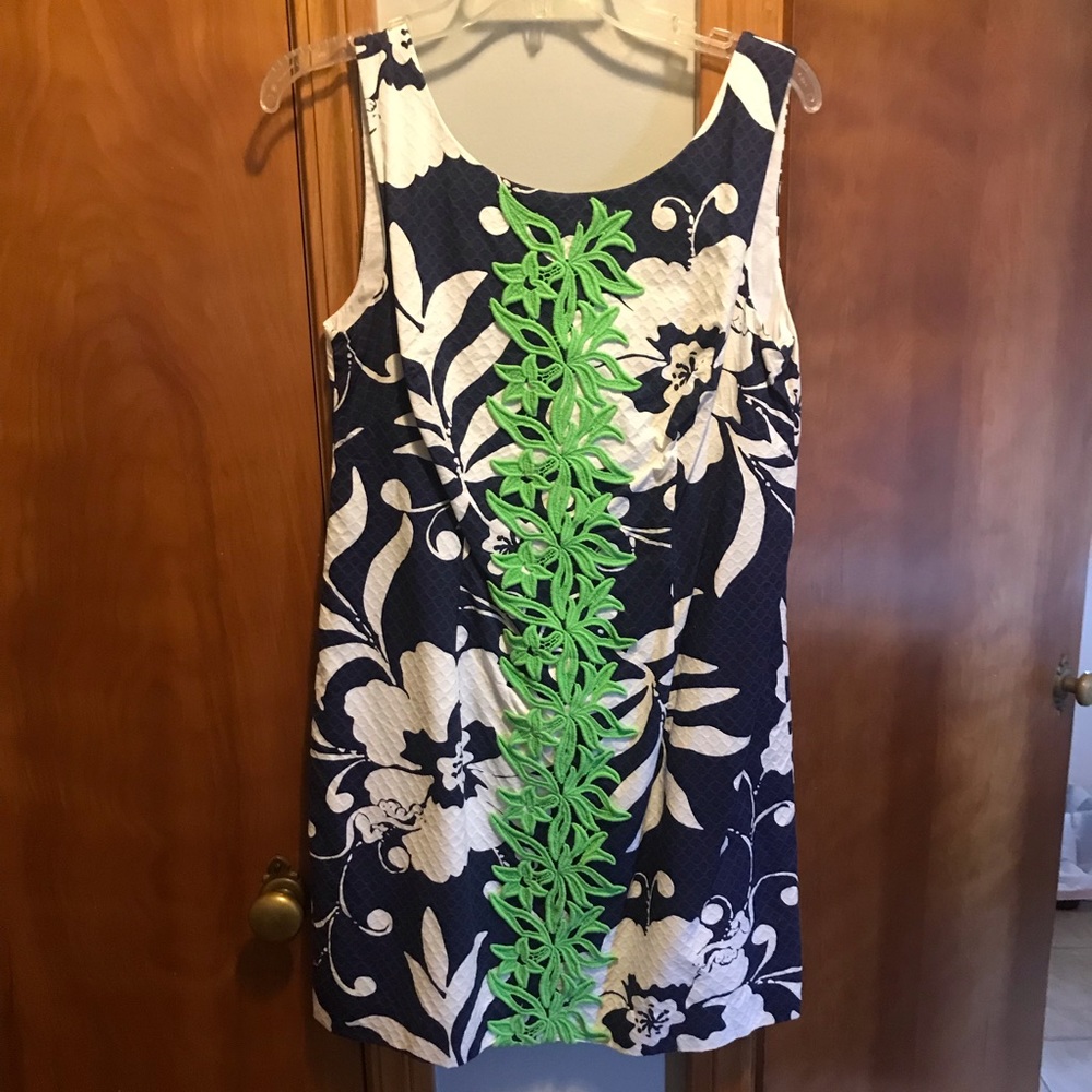 Lilly Pulitzer Navy Green Appliqué Shift Dress